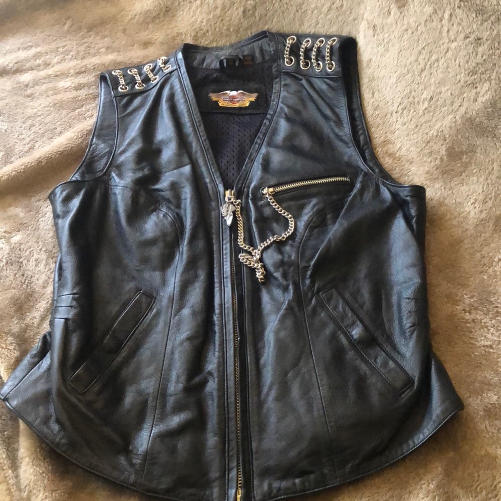 Leather biker vest